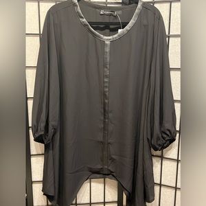 New York & Company Faux Leather Trimmed Tunic - XXL